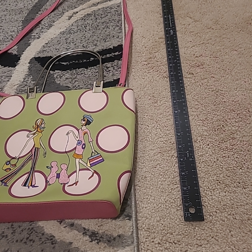90s Y2K Girls Chic Handbag Pink/green Embroidered Girls - Picture 11 of 11